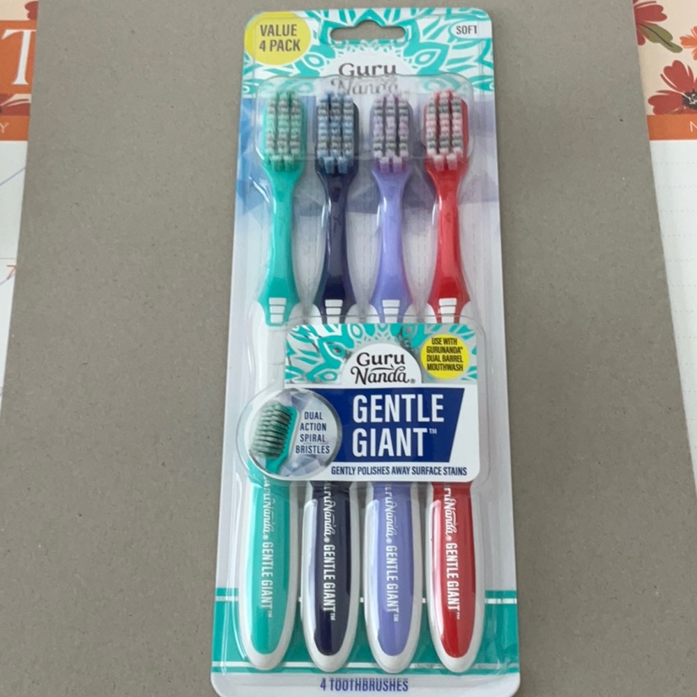 Guru Nanda 4 pack gentle giant toothbrushes NWT